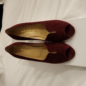 Beautiful Berry Suede Peep Toe Pumps